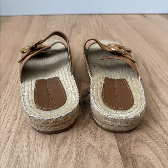 Tory Burch Espadrille Sandals Leather Tan Preppy Size 7.5 - Picture 3 of 14